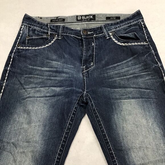 BUCKLE BLACK Premium Jeans Men 34x32 Low Rise Boot Button Fly Whisker Honeycomb - Picture 3 of 16